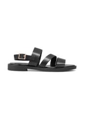 Women's leather sandals in black BUTYD-1152-99(W26), side view of the product on a white background.