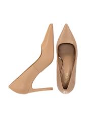Beige leather women's high heels BUTYD-1131-1B(W26) - top view of the pair, on a white background.