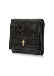 Small black leather women's wallet croco PORES-0918-99(Z24)-02