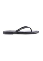 Women's leather flip-flops in black BUTYD-1271-99(W26), side view of the product on a white background.