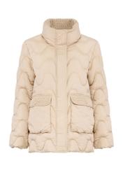 Beige women's quilted jacket KURDT-0606-81(Z25), front product view on white background.