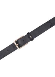 Black leather women's belt PASDS-0346-99(Z26), product view from above on white background.