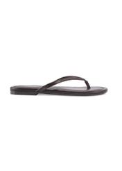 Women's dark brown leather flip-flops BUTYD-1271-1I(W26), side view of the product on a white background.