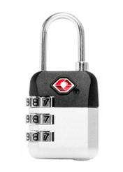 Silver TSA combination padlock AW-015-0004-9X(W26), product back view on white background.