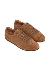 Cognac suede women's sneakers BUTYD-1293-1F(Z26) - product view from above, on a white background.