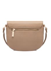 Beige leather semi-circular messenger bag TORES-0972F-1B(W26) - product view from the back, on a white background.