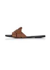 Women's camel flip-flops with braid BUTYD-0903C-1D(W26), side view of the product on a white background.