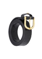 Black women's leather belt PASDS-0333-9P(Z26), angled product view on a white background.