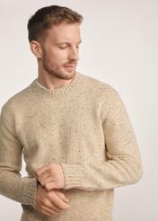 Beige men's sweater SWEMT-0173-24(Z25), front view of the product on the model, close-up of the bust.