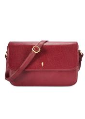 Women's burgundy leather messenger bag TORES-1245-4C(W26) - front product view, on white background.