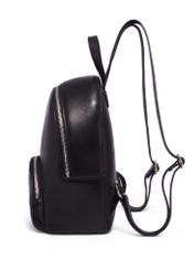 Black leather women's backpack TORES-1378-99(Z26), side product view on white background.