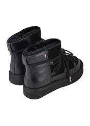 Black women's snow boots BUTYD-1221-9J(Z26), product view from the back on a white background.