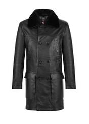 Black men's leather coat KURMS-0345-2745(Z24)-05