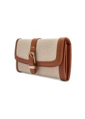 Large beige women's wallet POREC-0432-0P(W26) - diagonal product view, on a white background.