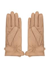 Women's leather gloves with chain REKDS-0101-81(Z25), product view from the back on a white background.