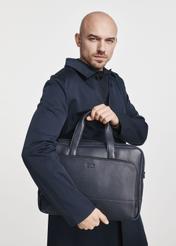 Navy blue leather men's bag TORMS-0020D-69(W25)