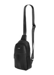 Black men's leather crossbody bag TORMS-0538-9I(Z26), diagonal product view on white background.