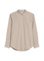 Camel men's small check shirt KOSMT-0360-1D(W26), front product view on white background.