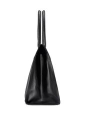 Black large leather shopper bag TORES-1237-99(W26), side product view on white background.