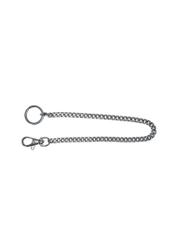 Men's black leather wallet PORMS-0633-99(W25), close-up of the key ring on a white background.