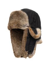Black men's earflap hat with natural fur CZAMF-0001-9J(Z26)