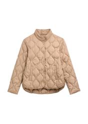 Short beige women's jacket KURDT-0689-1D(Z26) - front product view, on white background.