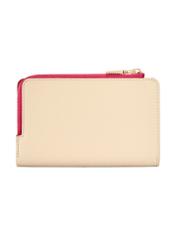 Cream leather women's wallet PORES-0983-0P(W26), back view of the product on a white background.