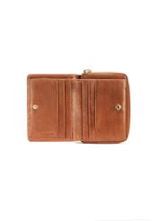 Small brown leather women's wallet PORES-0963-89(W25), inside view of the product on a white background.