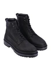 Black men's leather ankle boots BUTYM-0423B-9I(Z26), diagonal product view on a white background.