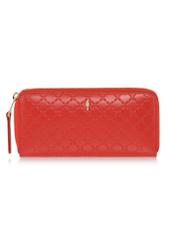 Large red wallet with embossed logo PORES-0841-42(W23)-01