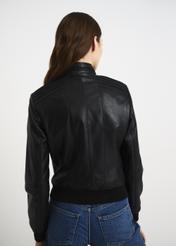 Women's leather jacket with welts KURDS-0348-5491(W22)-03