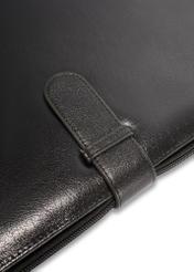 Black leather men's briefcase TORMS-0480-99(Z25), close-up of product detail, view on white background.