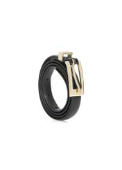 Thin black leather women's belt PASDS-0150C-99(Z24)