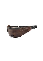 Men's brown leather waist bag TORMS-0107-1H(W26), diagonal product view on white background.