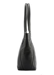 Black large leather women's handbag TORES-1124D-99(Z25), product view from the side on a white background.