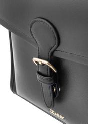 Black medium elegant women's backpack TOREC-0985A-99(Z25), visible close-up of the product detail, view on white background.