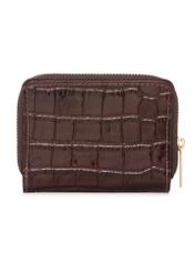 Brown women's croco wallet PORES-0888-1H(W26), back view of the product on a white background.