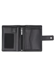 Black men's leather wallet PORMS-0715-99(Z26) - product view from above, on a white background.