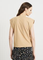 Beige Women's Basic T-shirt TSHDT-0085-80(W22)-02