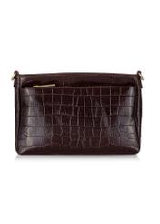 Leather brown women's messenger bag TORES-0940E-89(Z25), product view from the back on a white background.