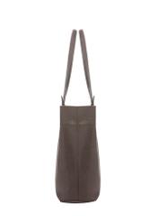 Brown pebbled shopper bag TOREC-1252-1I (Z26). Side view on white background.
