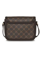 Brown messenger bag with monogram TOREC-0982A-89(Z25) - product view from the back on a white background.