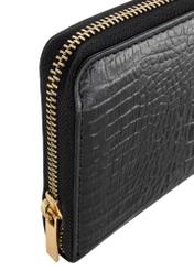 Large black leather women's wallet croco PORES-0905-97(W24)-06