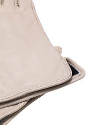 Women's white leather gloves REKDS-0001 A-12(Z 25), close-up of product detail, view on white background.