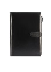 Black leather men's briefcase TORMS-0480-99(Z25), product view from the front on a white background.