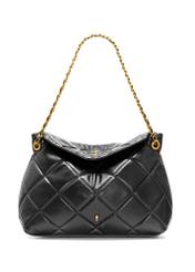 Black quilted women's handbag TOREC-1058-99(Z25), front product view on white background.