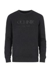 Dark grey men's sweater with embroidered logo SWEMT-0138-91(Z23)-04