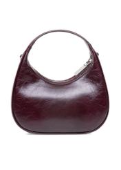Small burgundy leather hobo bag TORES-1174-49(Z25), product view from the back on white background.