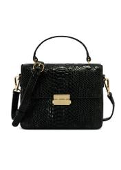 Black women's trunk handbag TOREC-1080-98(Z25), product view from the front on a white background.