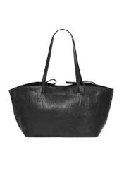 Black shopper bag with bows TOREC-1378-99(Z26), back view of the product on a white background.